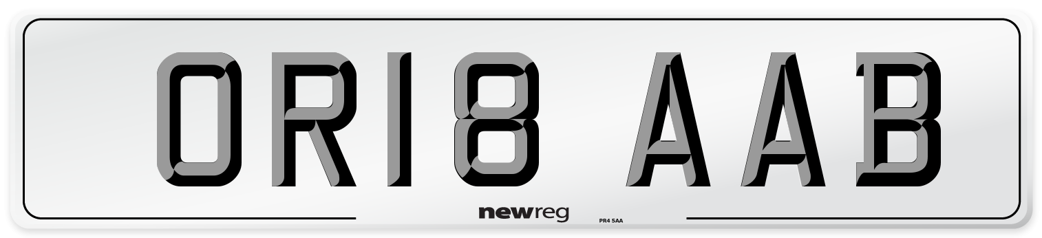 OR18 AAB Number Plate from New Reg